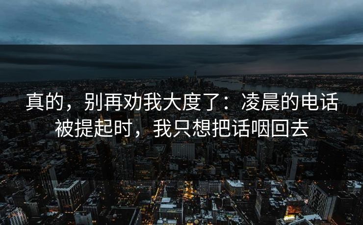 真的，别再劝我大度了：凌晨的电话被提起时，我只想把话咽回去