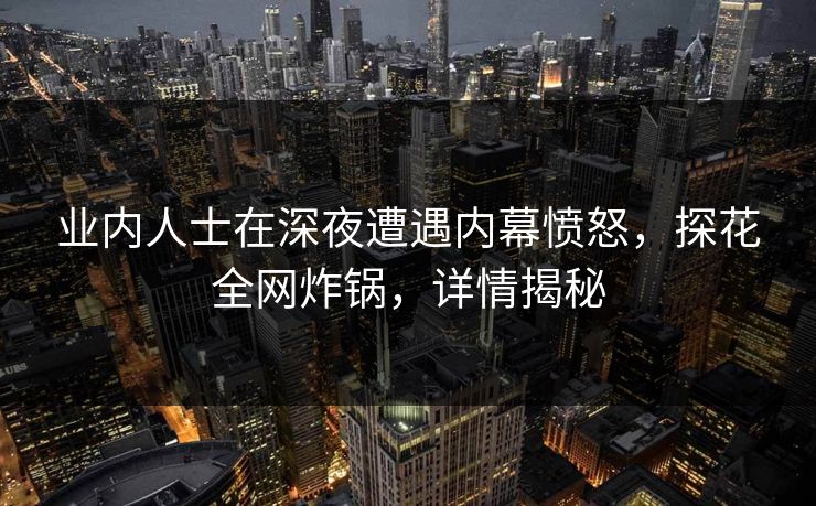 业内人士在深夜遭遇内幕愤怒，探花全网炸锅，详情揭秘