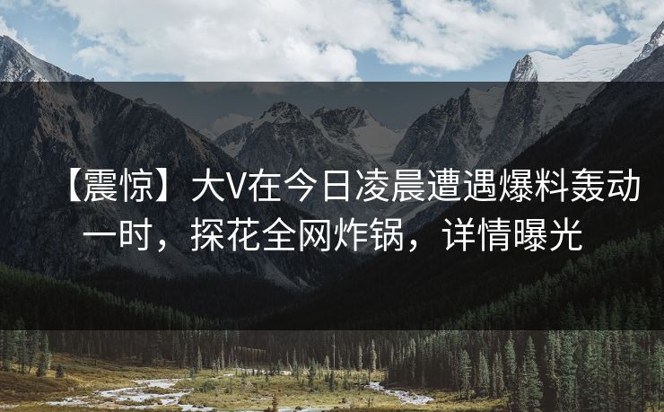 【震惊】大V在今日凌晨遭遇爆料轰动一时，探花全网炸锅，详情曝光