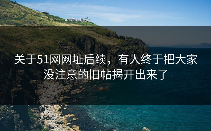 关于51网网址后续，有人终于把大家没注意的旧帖揭开出来了